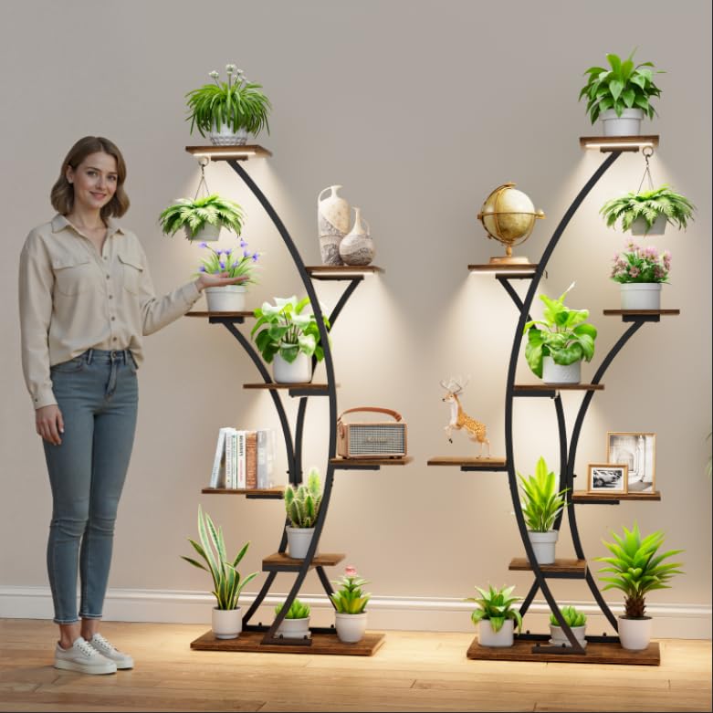 8-Tier Plant Stand with LED Grow Lights