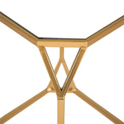 Glitzhome Modern Nesting Tables, Set of 2 Coffee Table with Tempered Glass Top, Side/End Tables for Living Room Bedroom, Accent Tea Tables with Metal Frame - Golden