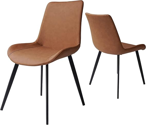 Dining Chairs Set of 2 - Modern Upholstered Faux Leather