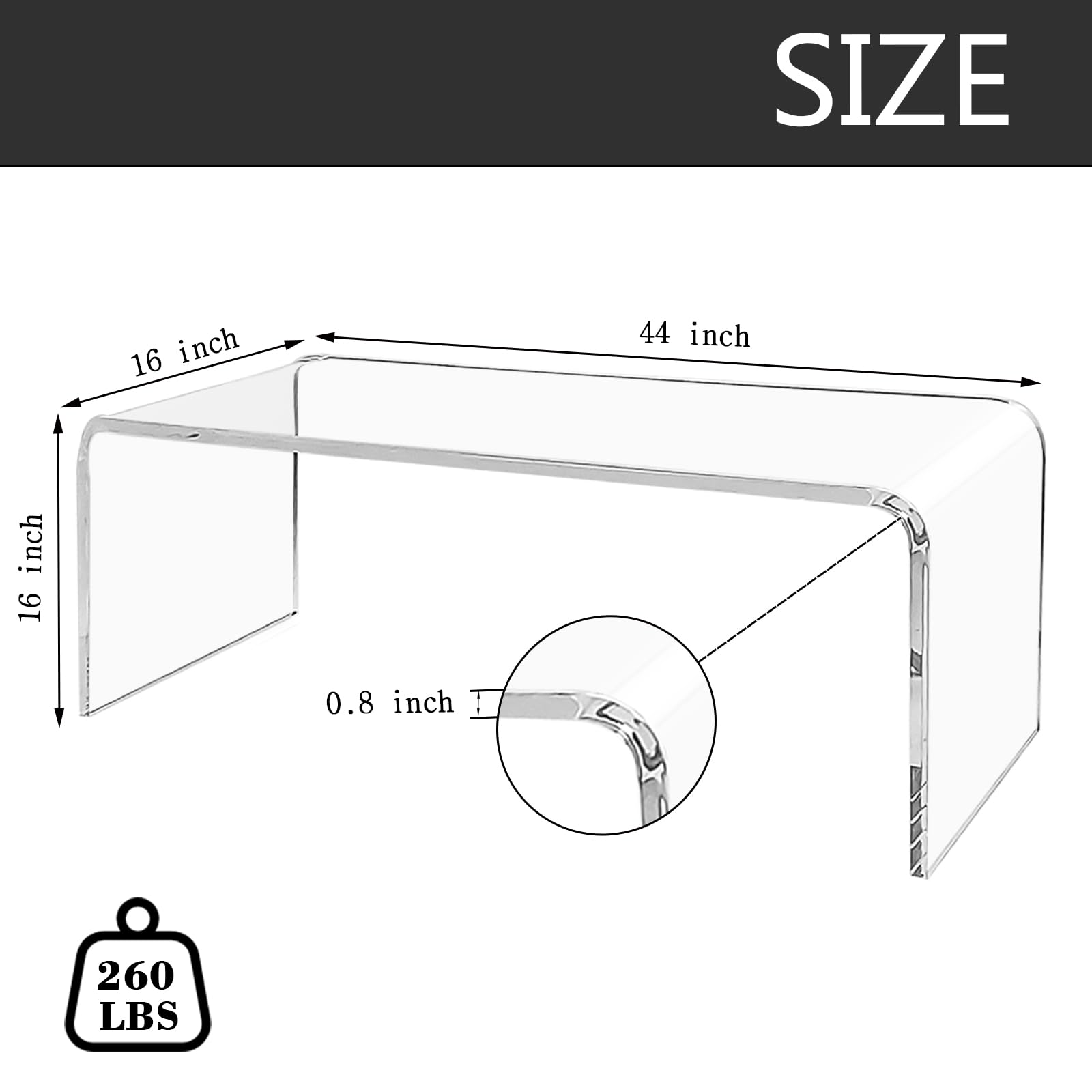 Premium Acrylic Coffee Table - 44L x 16W x 16H