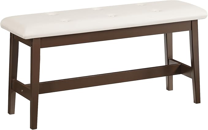 Bamboo Dining Bench with PU Leather Upholstered Seat