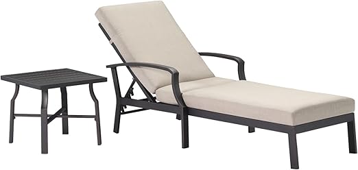 2-Piece Aluminum Patio Chaise Lounge Set with Cushions