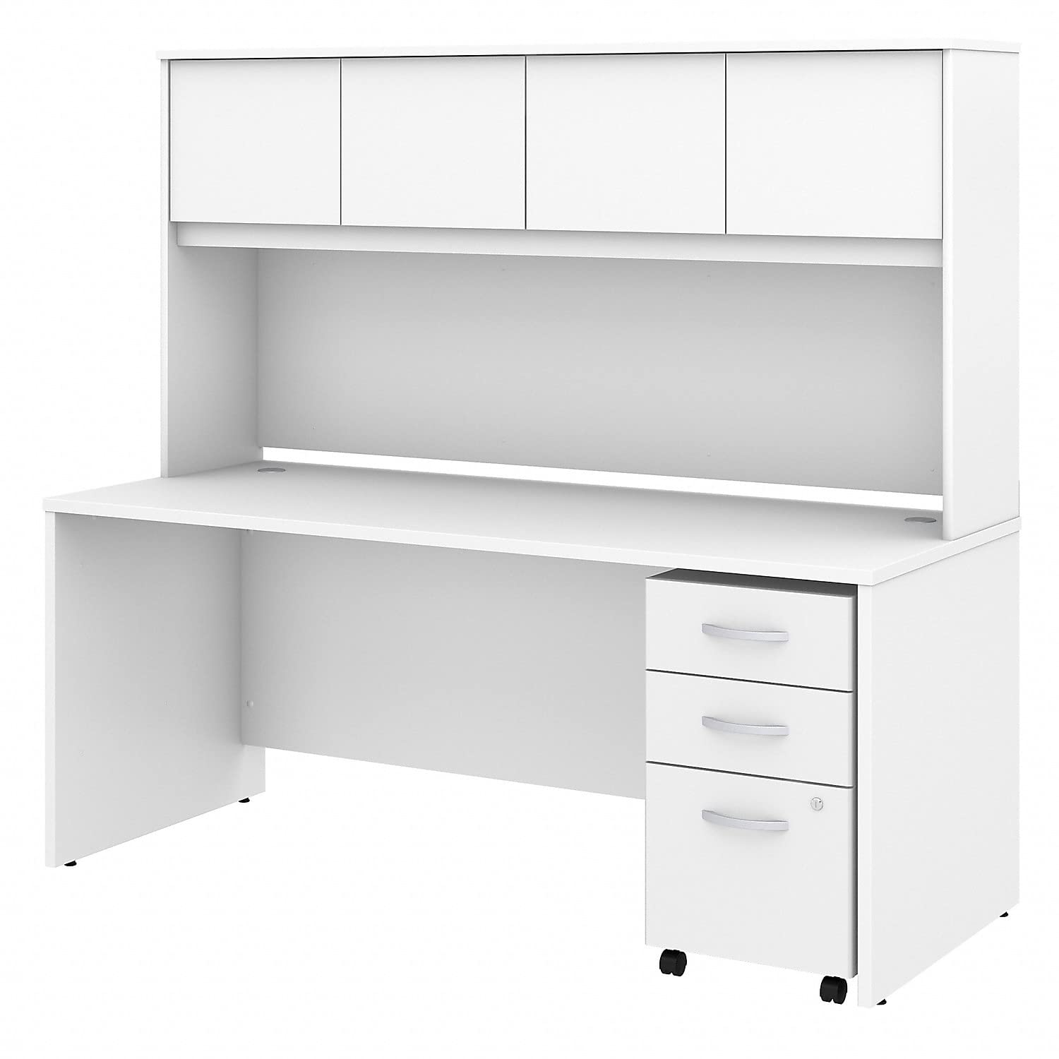 72W x 30D Office Desk with Hutch and Mobile File Cabinet