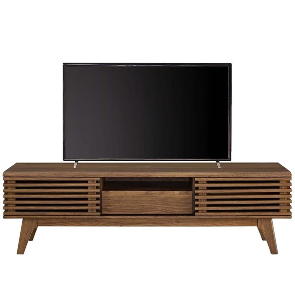 59" Mid-Century Modern TV Stand with Sliding Doors