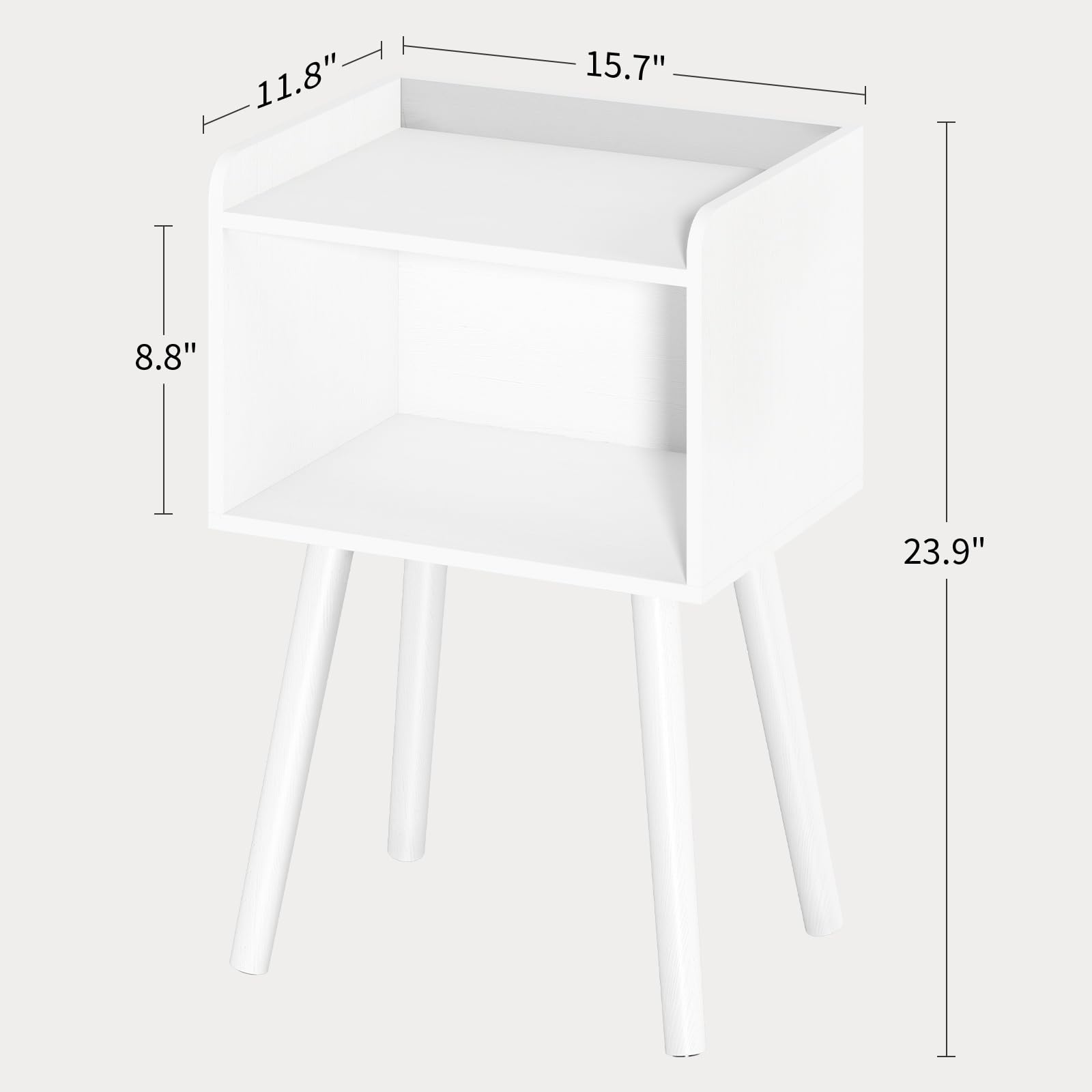 Mid-Century Modern Nightstand with Storage Shelf