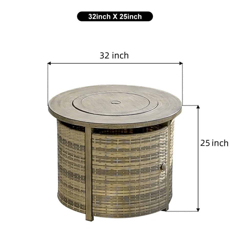 32 Inch Propane Fire Pit Table with Lid and Lava Rocks