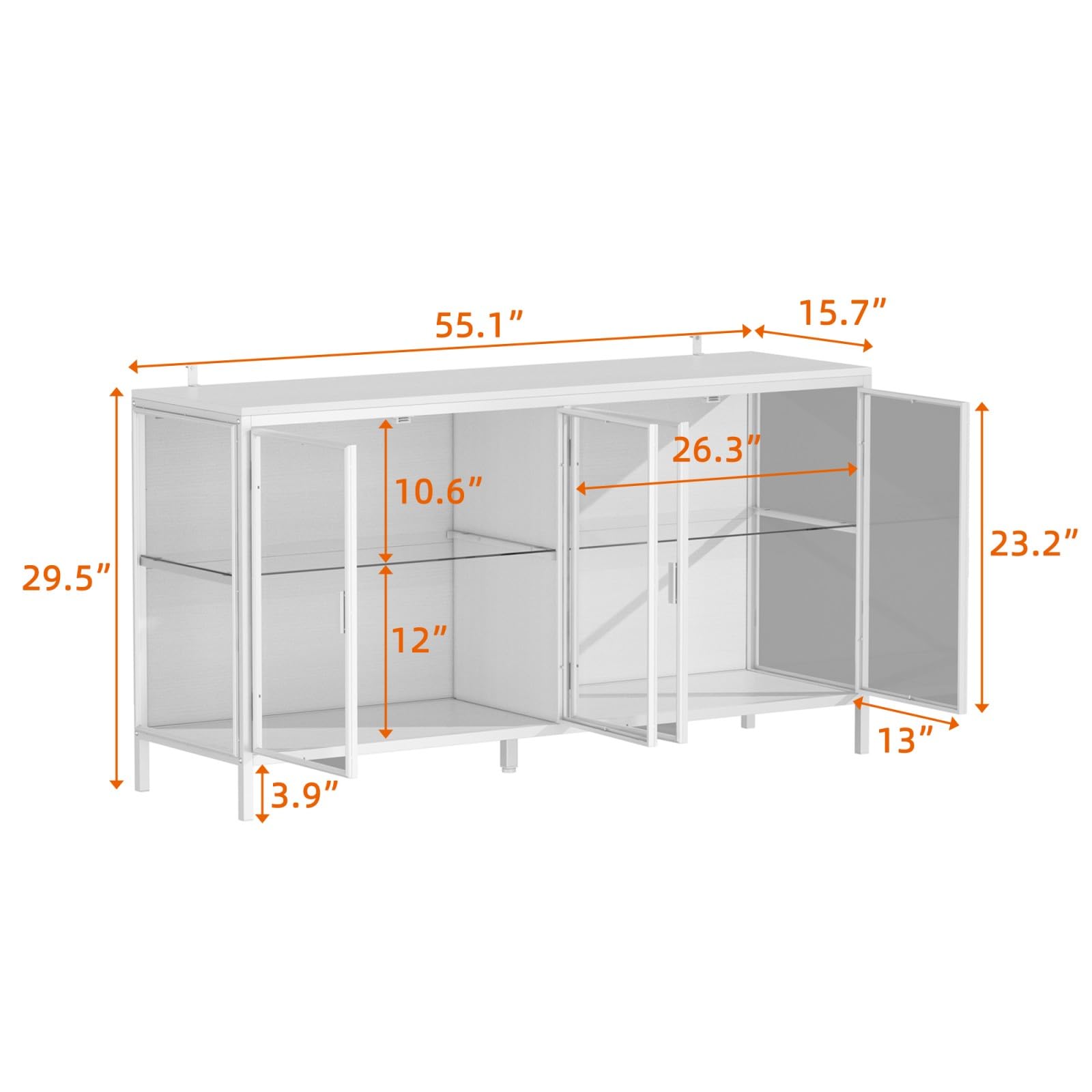 Display Cabinet with Glass Doors and LED Lights