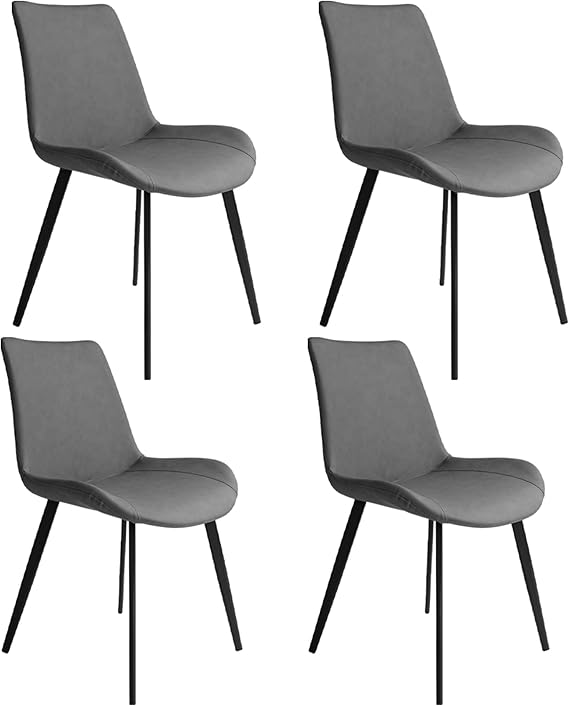 Dining Chairs Set of 2 - Modern Upholstered Faux Leather