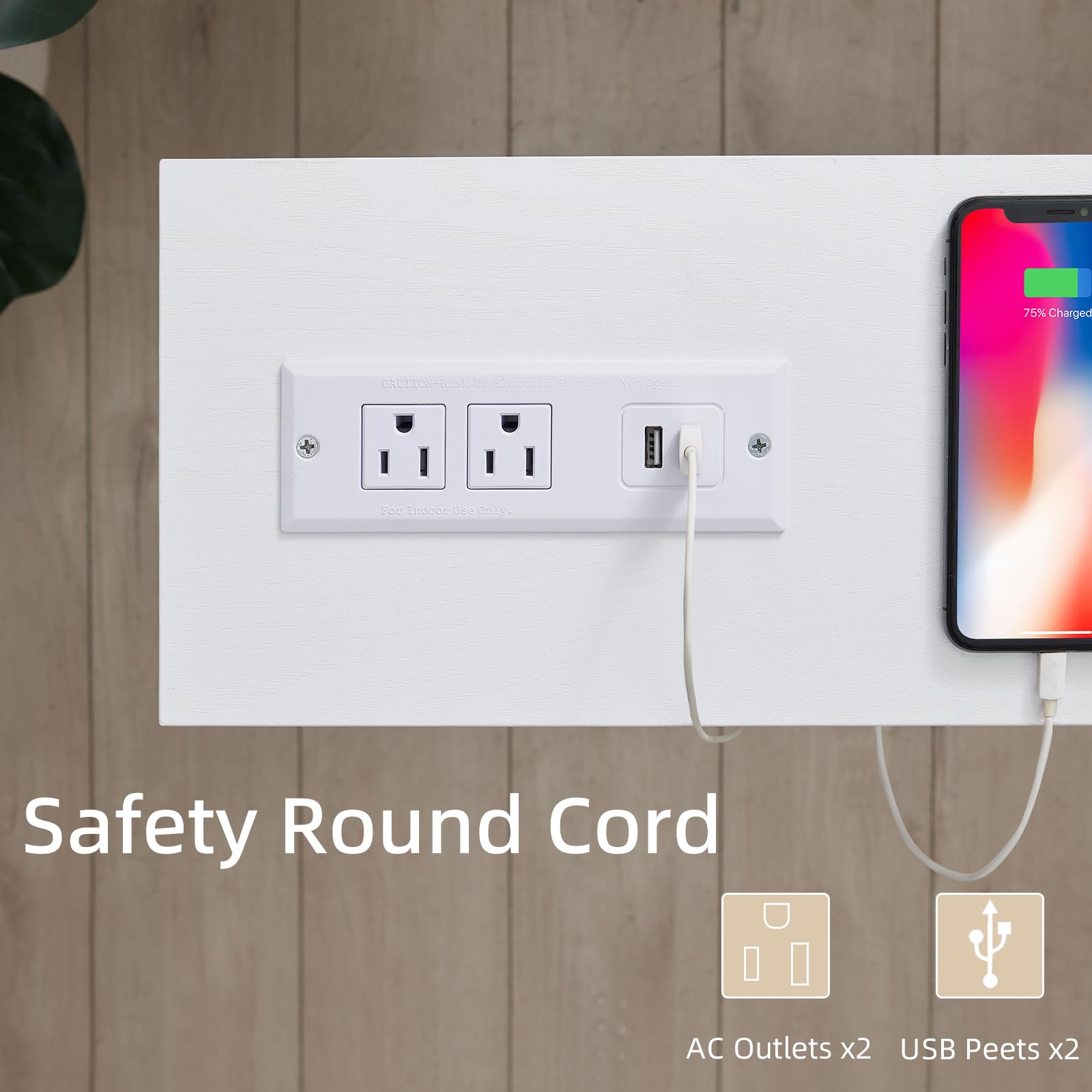 Narrow Console Table with Outlet and USB Charging Station