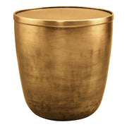 Metal Storage Side End Table - Burnished Brass Finish with Removable Lid