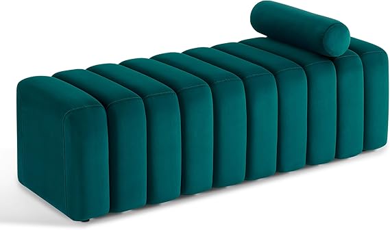 54" Velvet Ottoman Bench - Blue