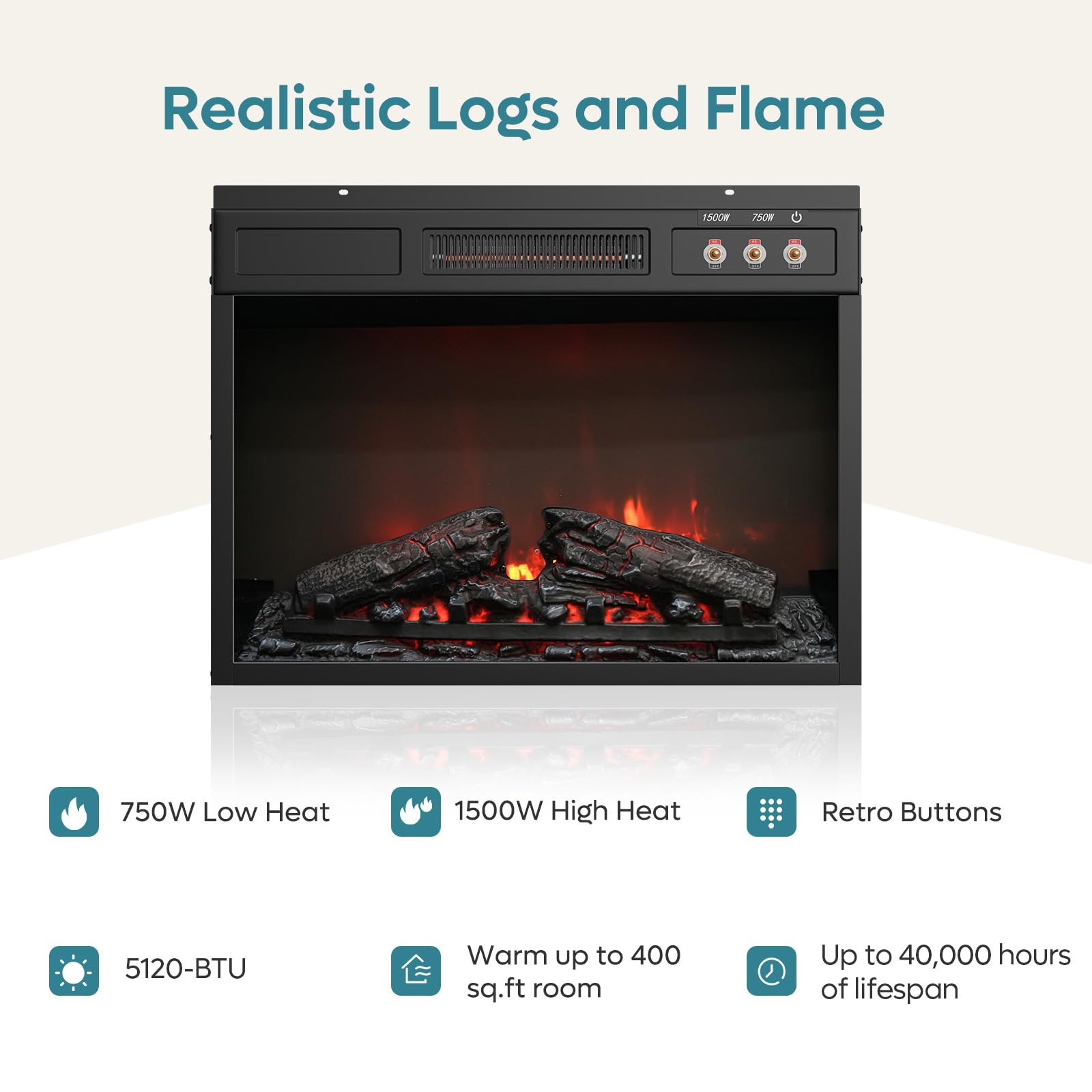 70" Electric Fireplace TV Stand with LED Lights and Storage