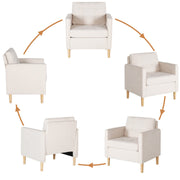 STHOUYN Mid Century Modern Comfy Accent Arm Chair, Bedroom Chair for Adults, Living Room Office Reading Chairs, Suitable for Small Spaces, White (1, White)