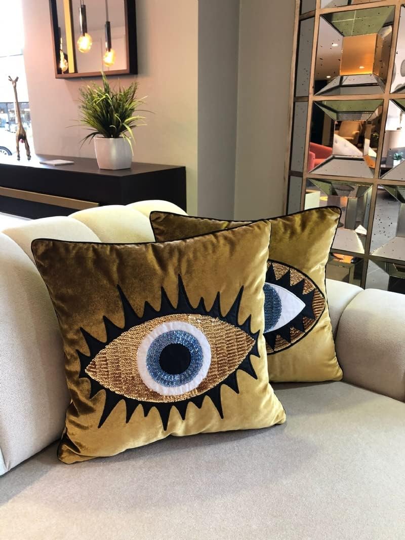 Evil Eye Velvet Throw Pillow Covers Set of 2