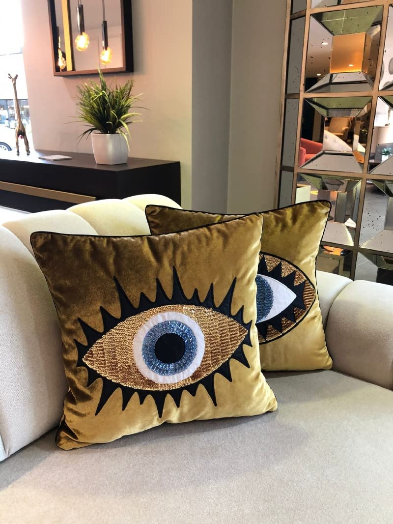Evil Eye Velvet Throw Pillow Covers Set of 2