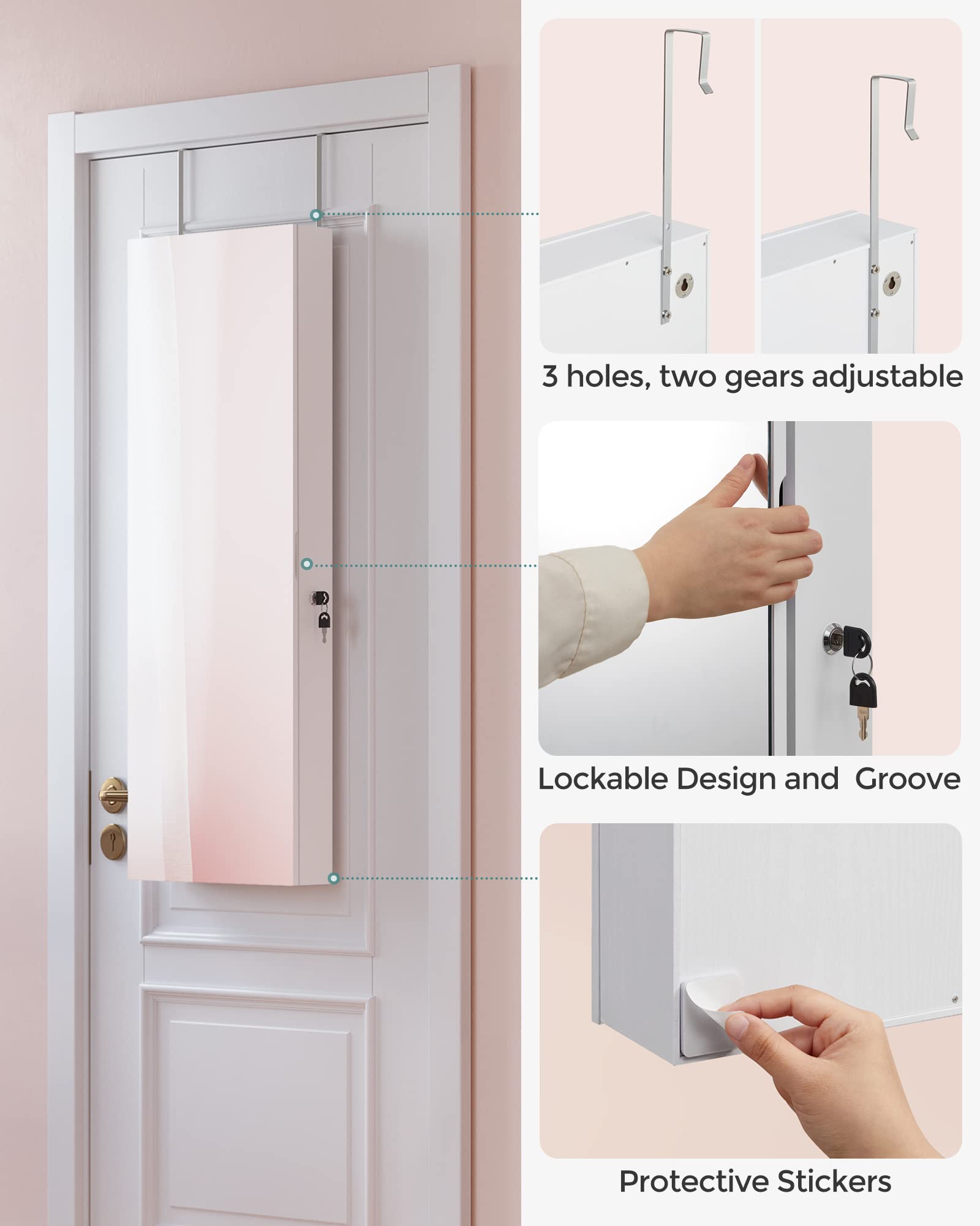 Mirror Jewelry Cabinet Armoire with LED Lighting