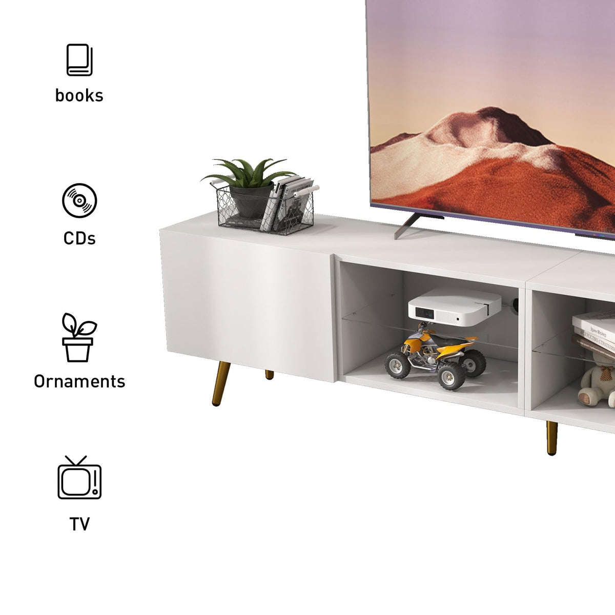 86" LED TV Stand Modern Entertainment Center with Storage Cabinets