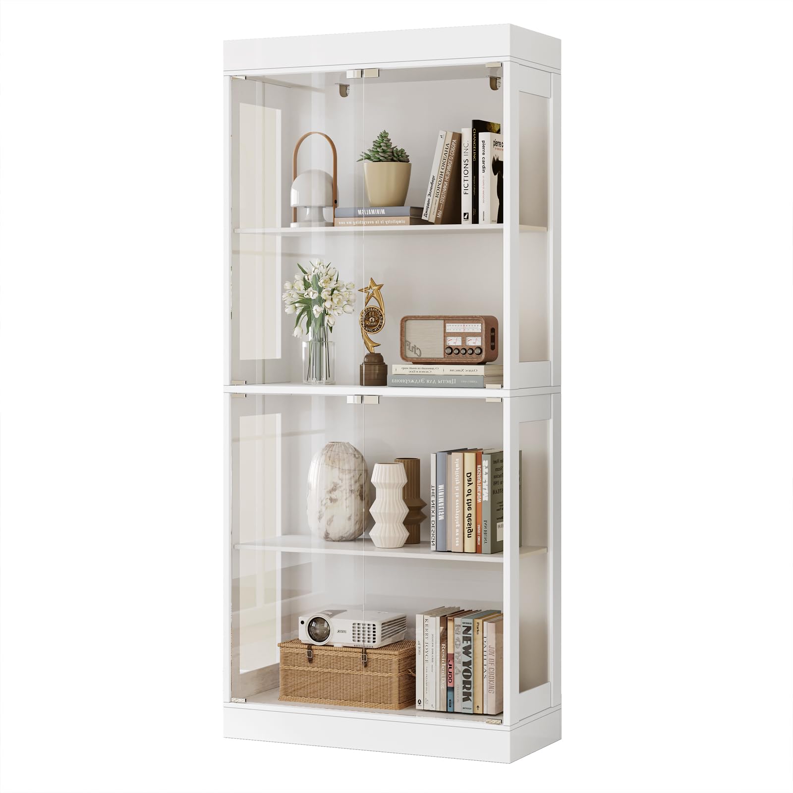 70.1" Display Cabinet with Glass Doors - 4-Tier Curio Cabinet