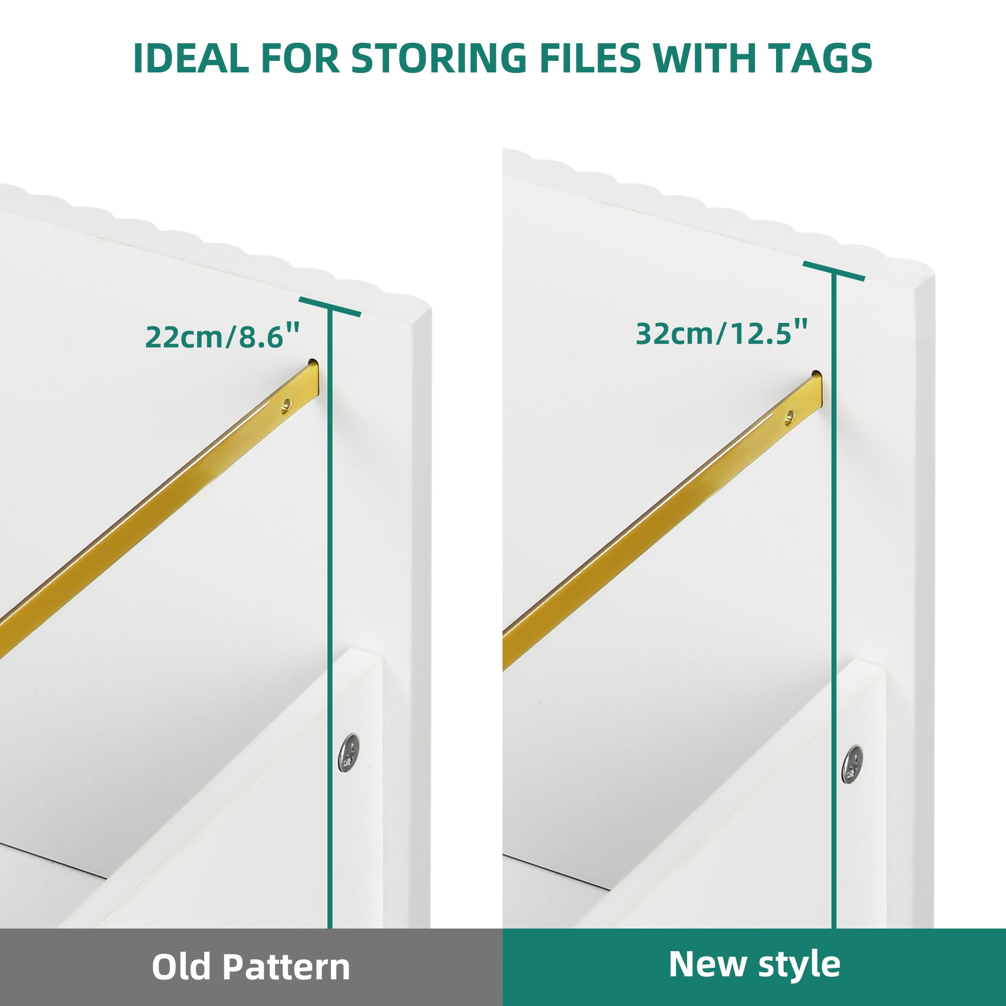 2 Drawer Lateral File Cabinet with Gold Frame