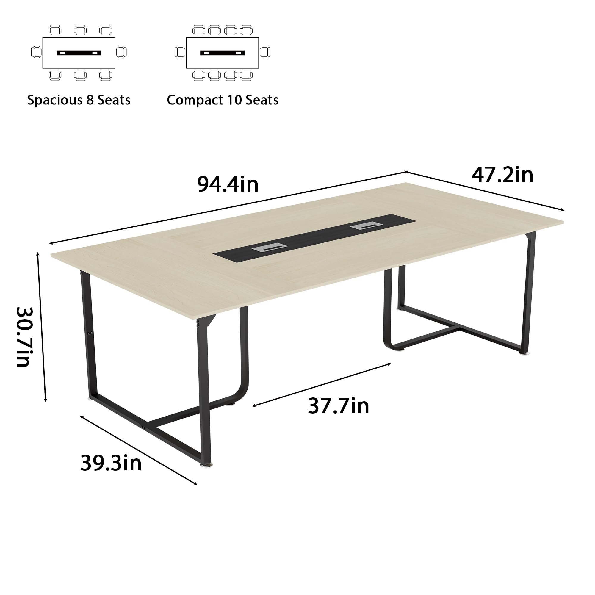 8FT Conference Table with Grommet