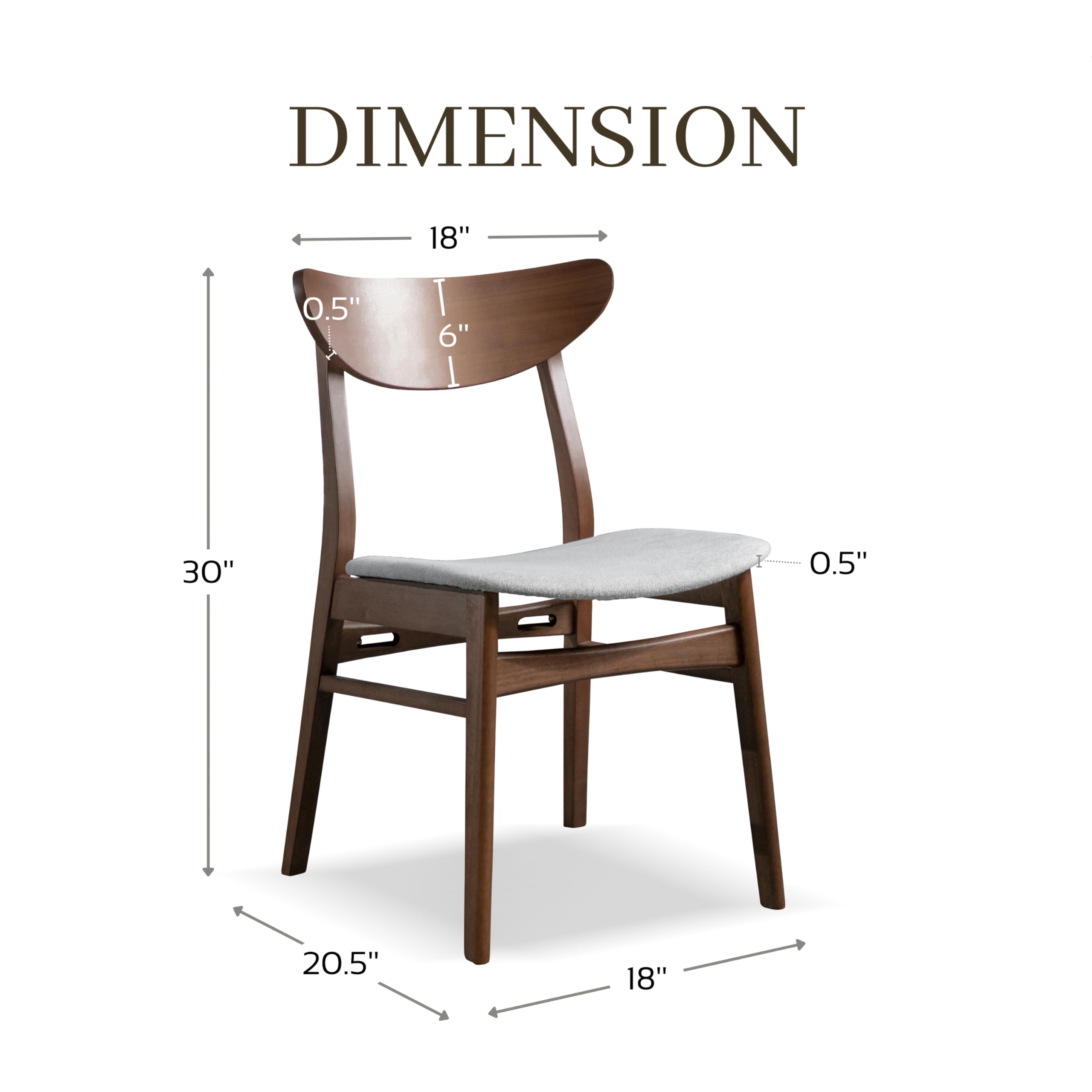 Mid-Century Modern Dining Chairs Set of 2 Walnut Brown