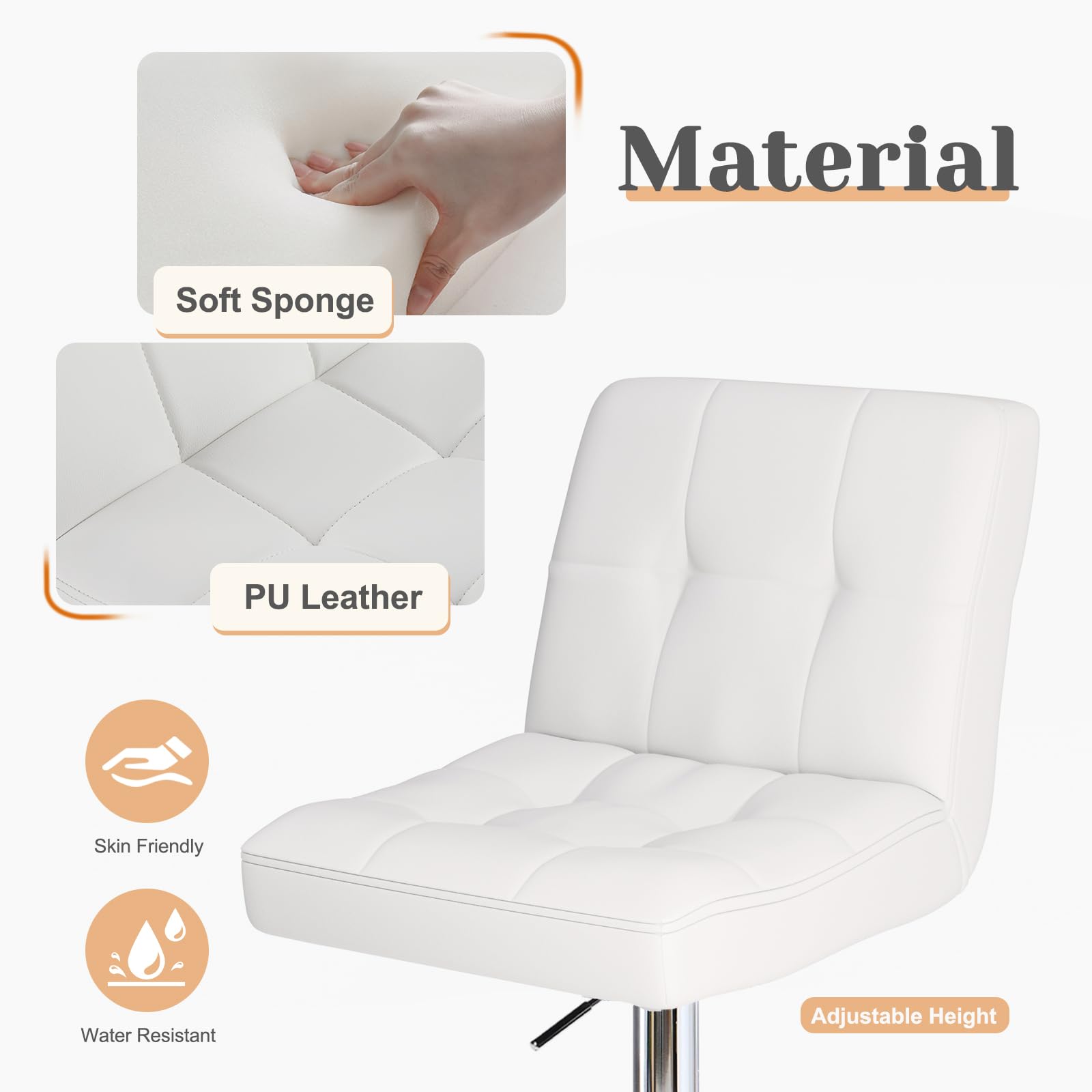 Adjustable Swivel Bar Stools Set of 4 with Back