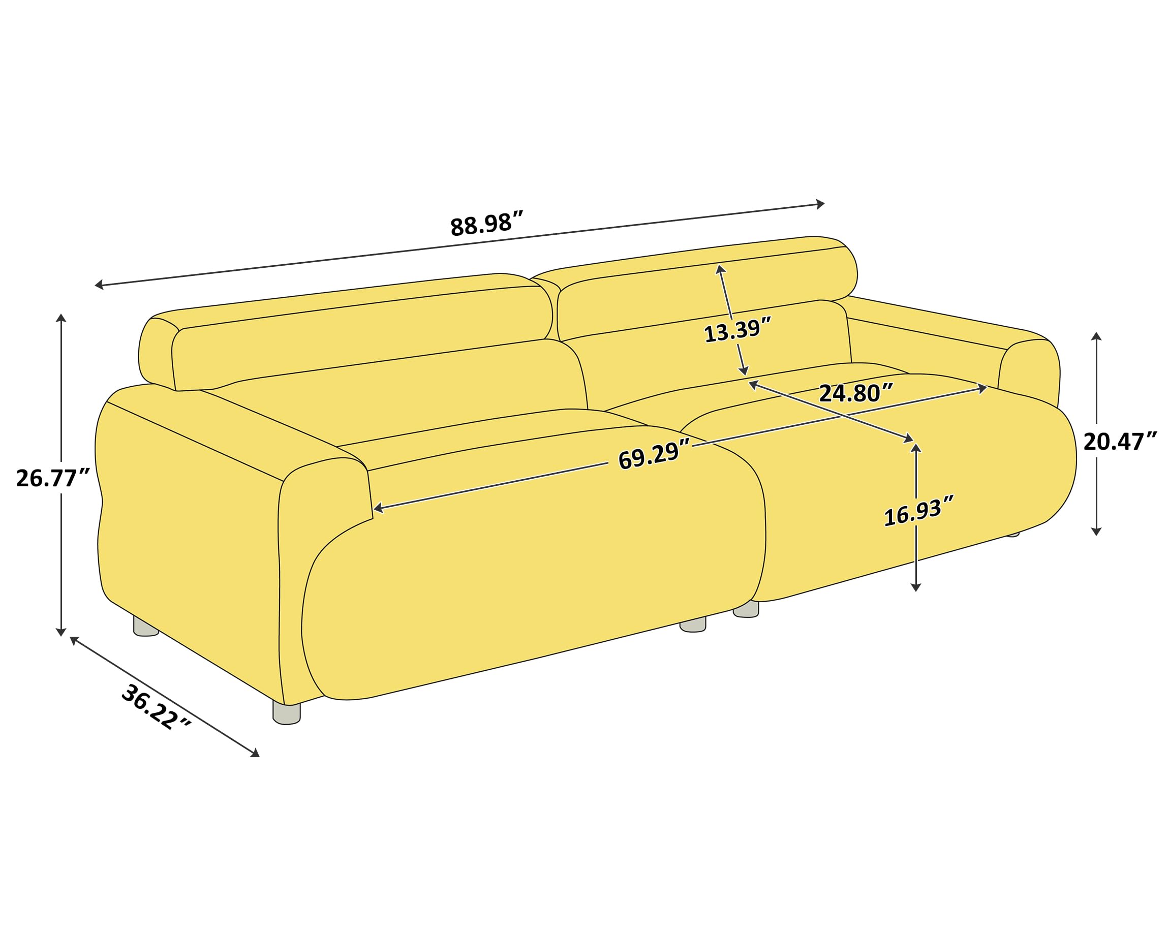VANOMi 89" Boucle Cloud Loveseat Sofa Couch, Comfy Upholstered Deep Seat Boucle Sofa, Mid Century Modern Couch for Living Room Bedroom Apartment