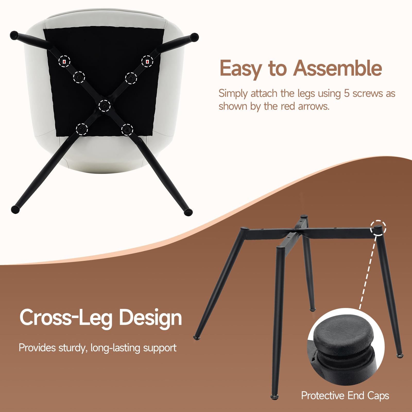 Dining Chairs Set of 2 PU Leather Upholstered with Metal Legs