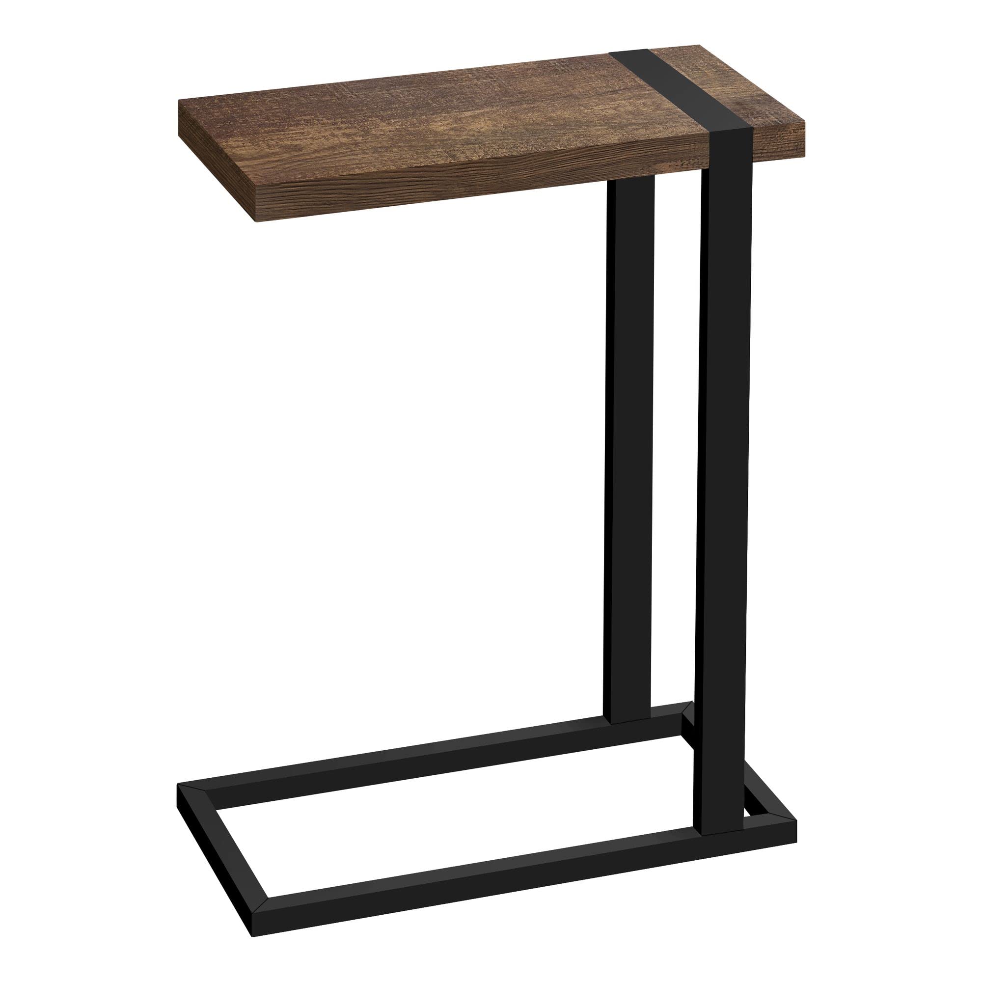 C-Shaped Accent Table Brown Reclaimed Wood-Look Black Metal