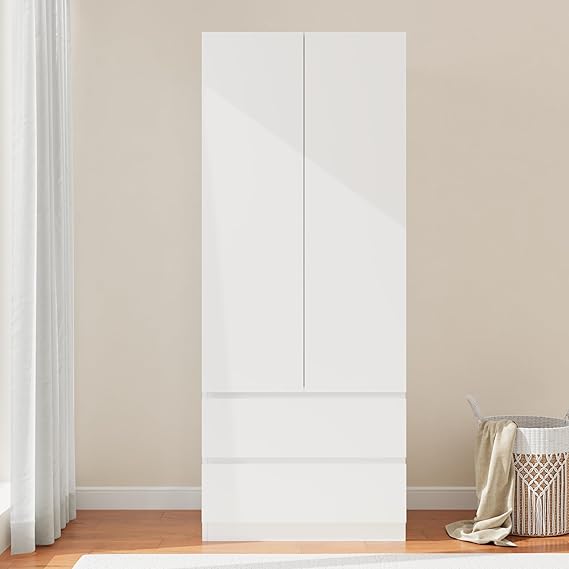 Armoire Wardrobe Closet with 4 Doors and Drawers