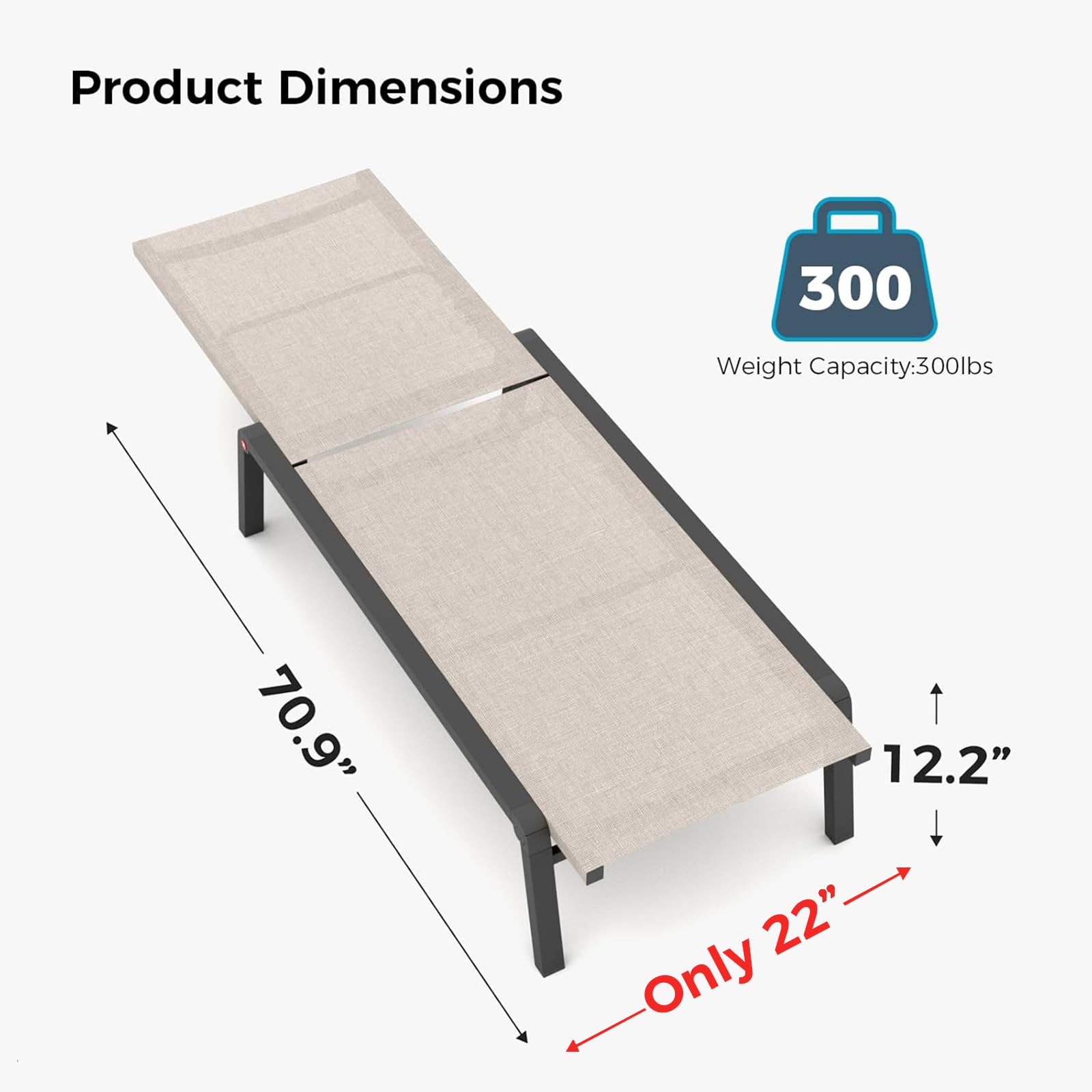 Adjustable Foldable Chaise Lounge Chair Set of 2