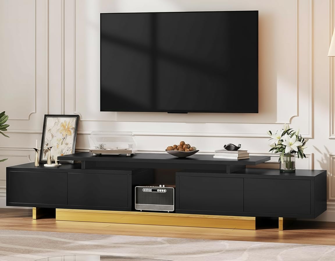 Extendable Entertainment Center 63-89 Inches with Storage Cabinets