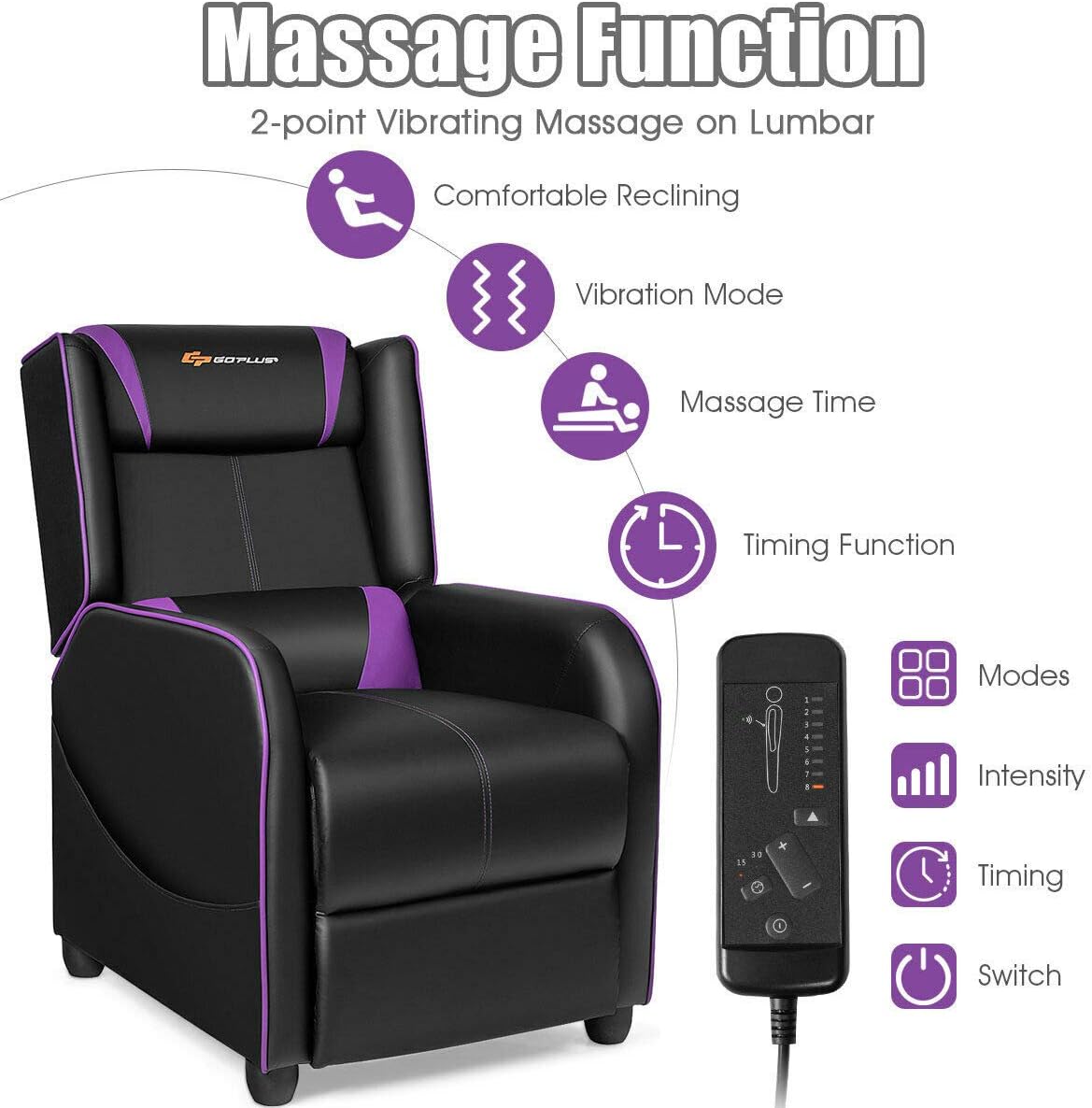 Adjustable Gaming Recliner with Massage