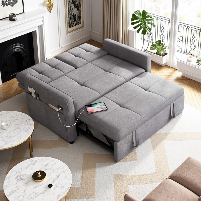 55" Convertible Sleeper Sofa with Pull-Out Bed