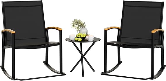 3 Piece Outdoor Rocking Bistro Set with Table