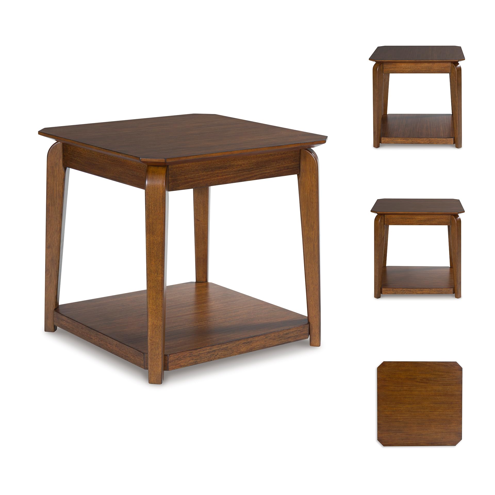 Mid-Century Modern End Table with Lower Shelf