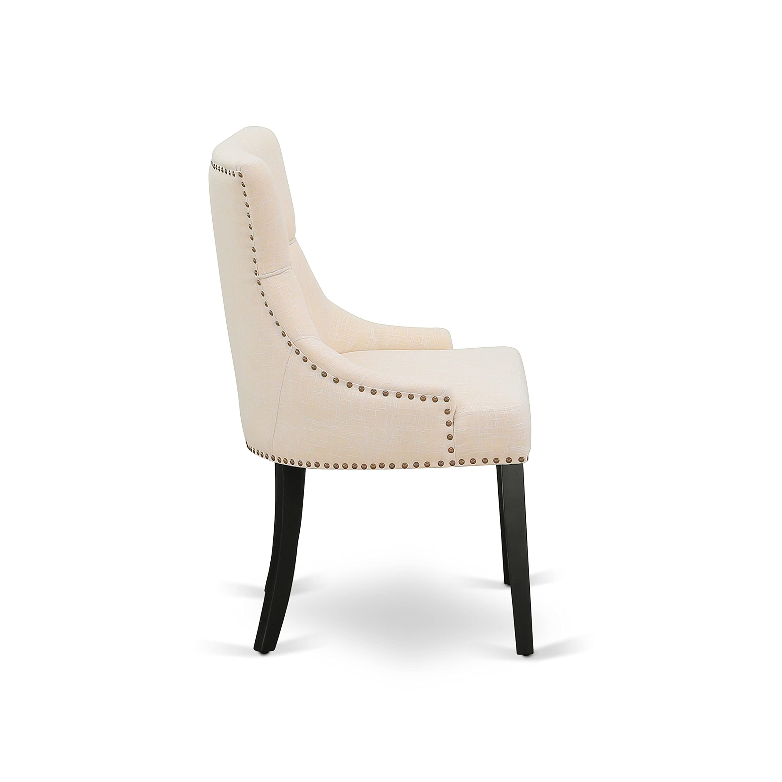 East West Furniture NOFR5-BLK-02 5 Piece Dining Table Set Includes a Rectangle Wooden Table with Butterfly Leaf and 4 Light Beige Linen Fabric Upholstered Chairs, 32x54 Inch, Black