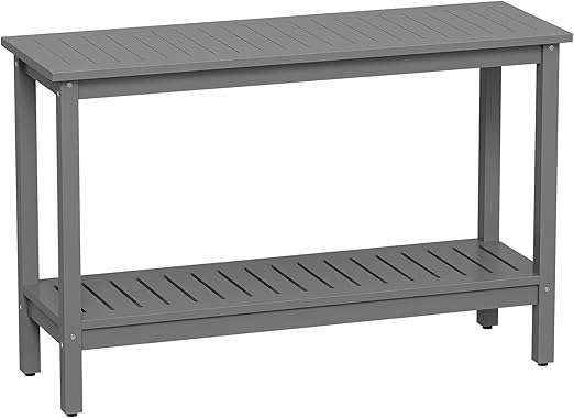Outdoor Solid Wood Console Table 48" 2-Shelf Natural