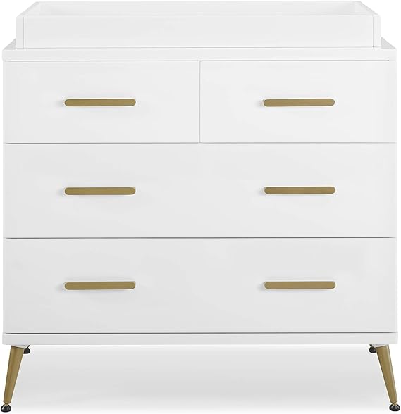 4 Drawer Dresser with Changing Top and Interlocking Drawers