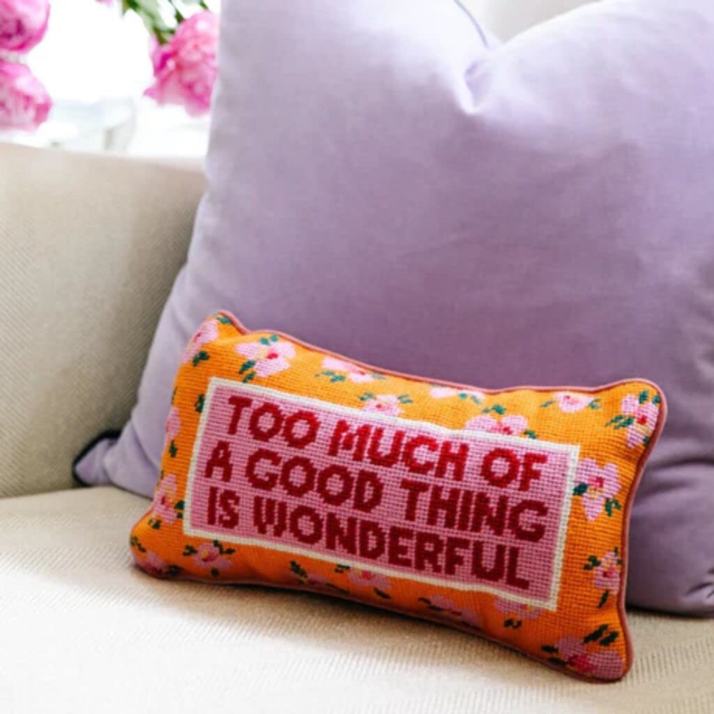 Needlepoint Decorative Throw Pillow - Coral - 8" x 14"