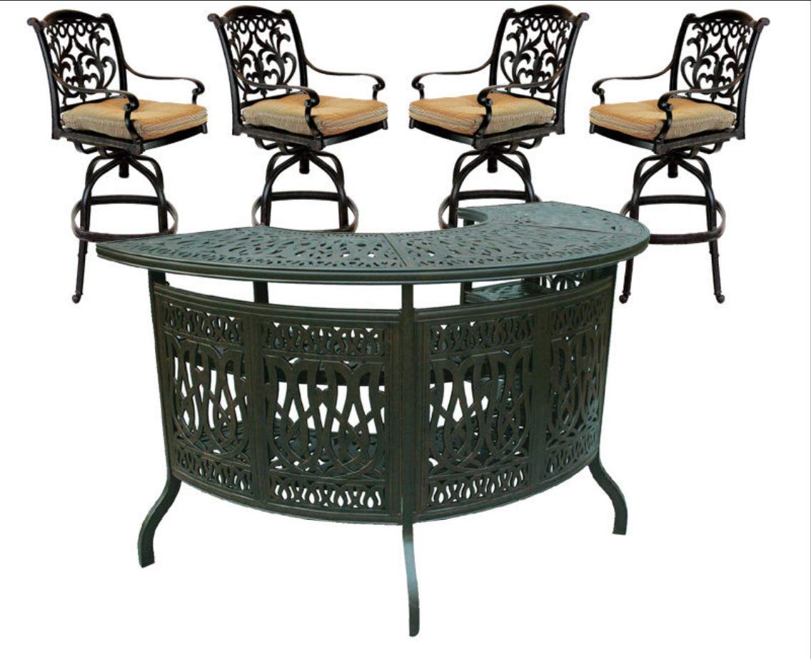 Elizabeth Party Bar with 4 Mandalay Swivel Bar Stools