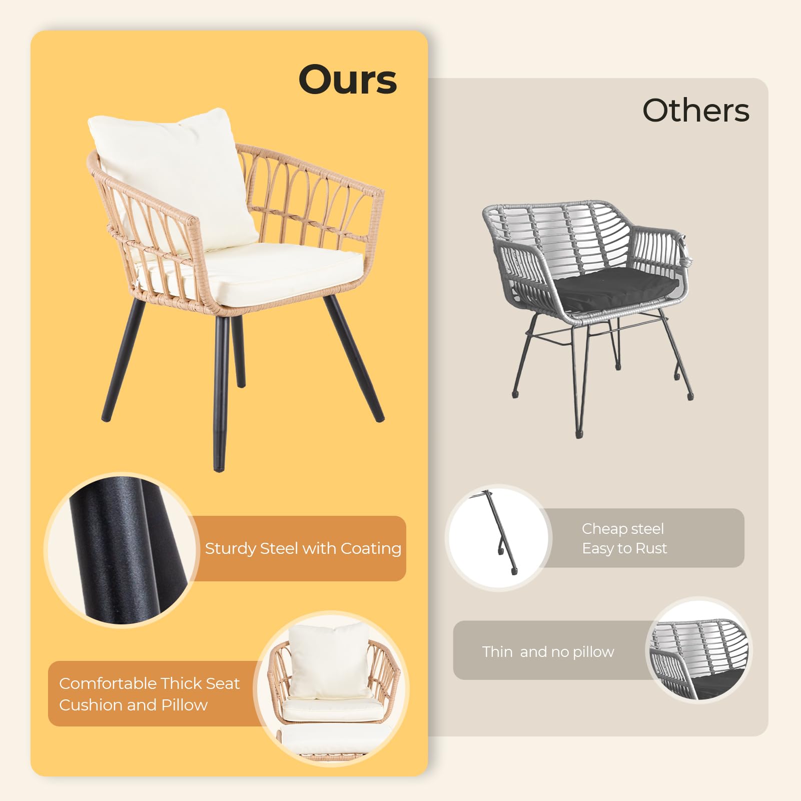 5 Piece Patio Bistro Set with Ottoman