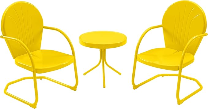 Retro Metal Patio Bistro Set - 3 Piece Outdoor Seating