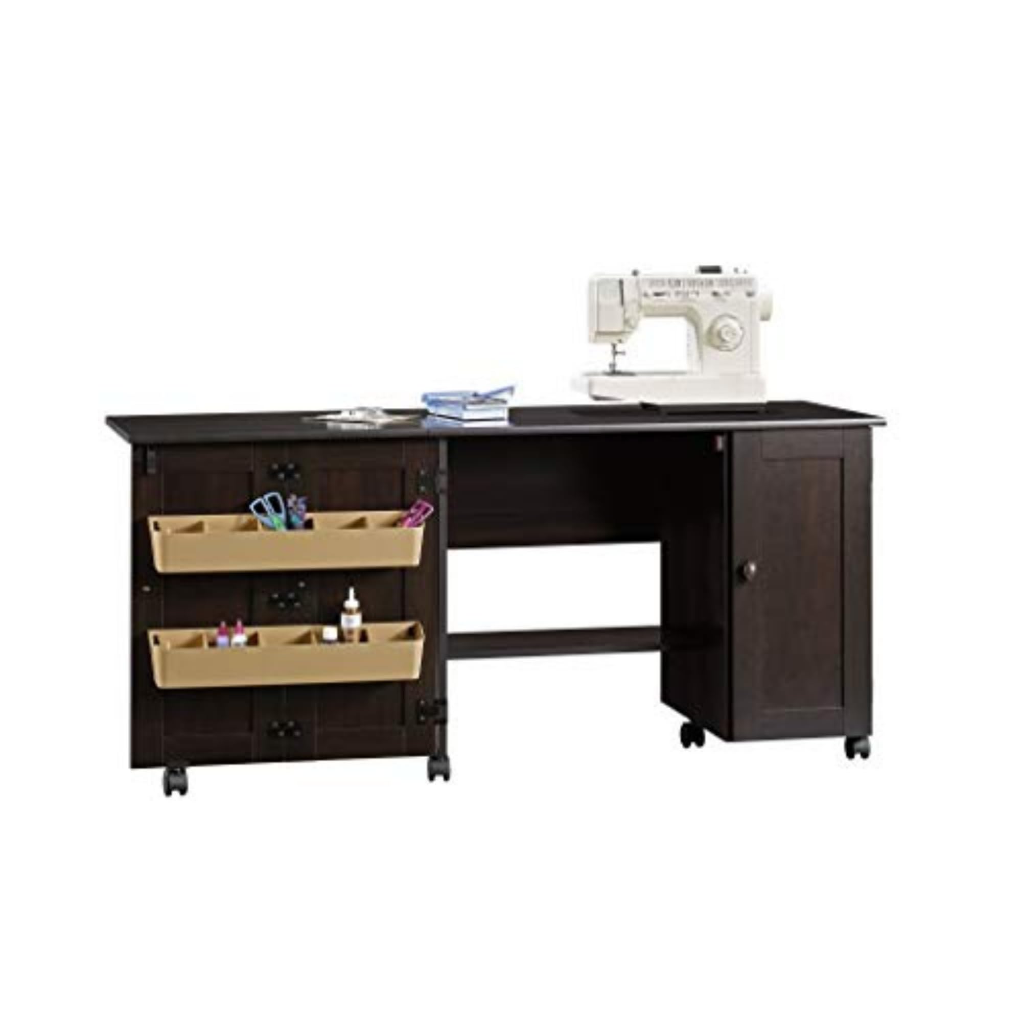 Rolling Sewing and Craft Table with Storage - Cinnamon Cherry