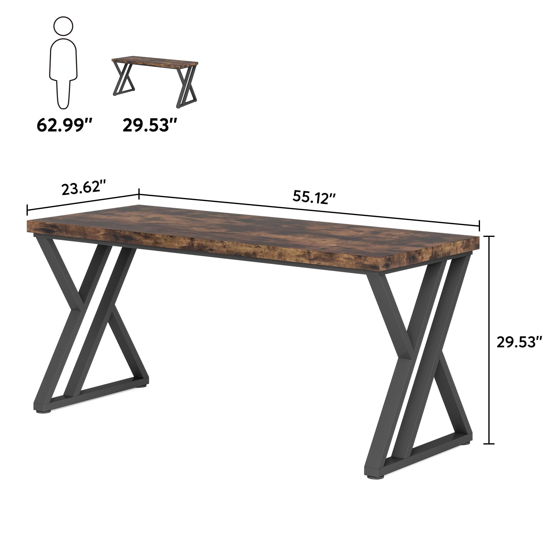 55 Inch Writing Computer Desk with Z-Shaped Metal Leg