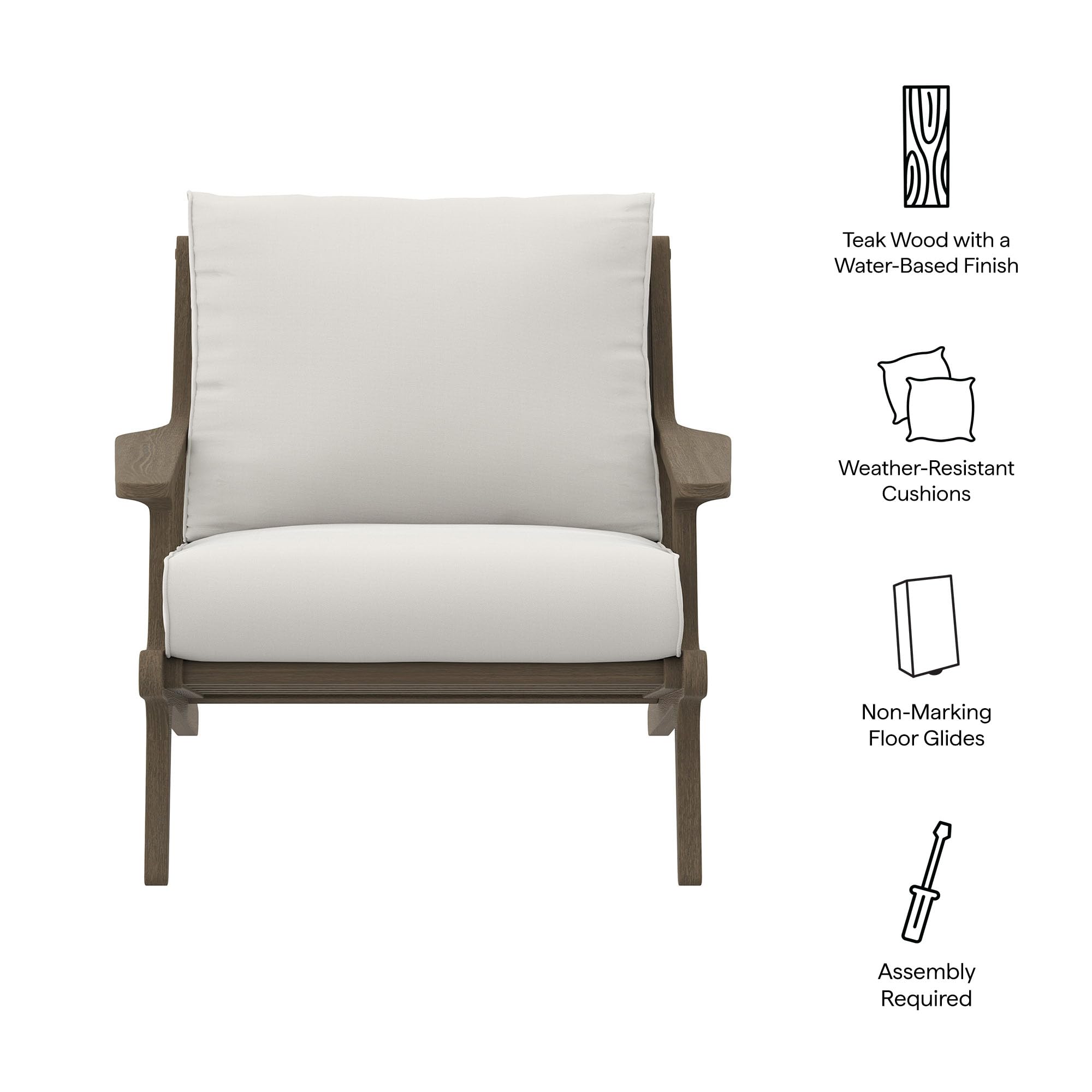 Saratoga Teak Outdoor Lounge Chair - Weathered Gray White