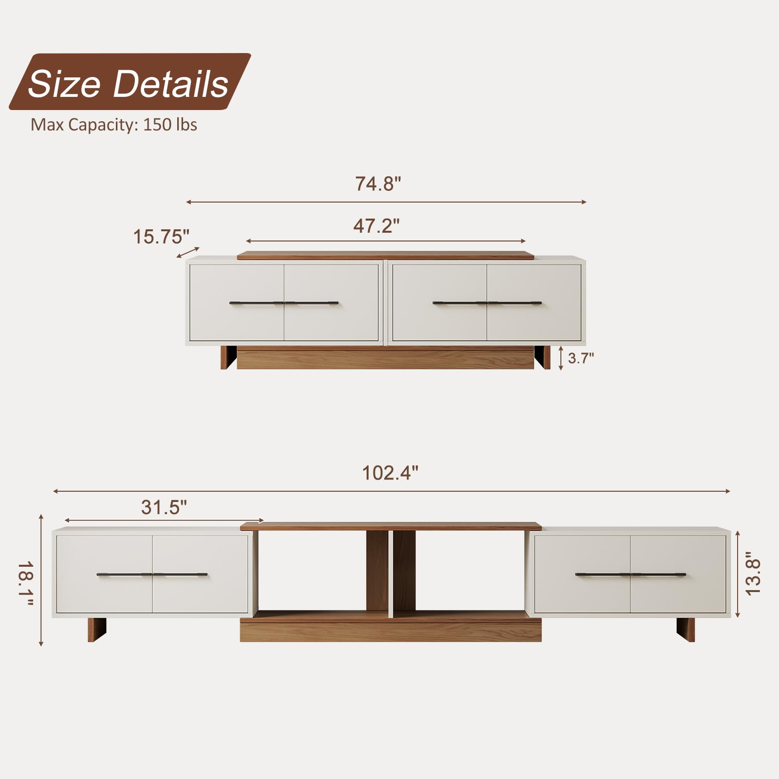 Extendable TV Stand for 50-100 Inch TVs