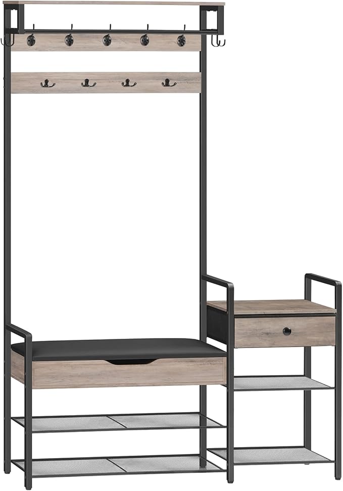 Hall Tree with Bench and Coat Rack
