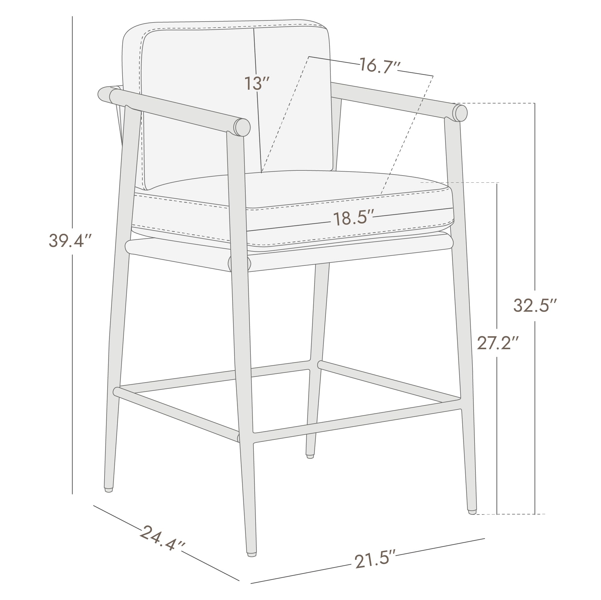 Mid Century Modern Counter Height Bar Stools Set of 2