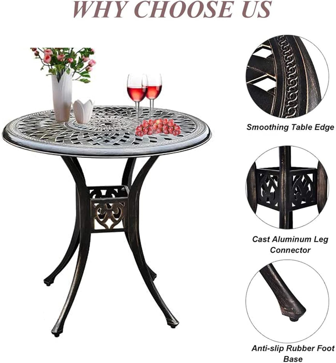 3 Piece Cast Aluminum Patio Bistro Set